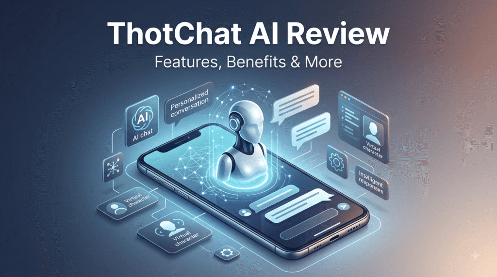 ThotChat AI review showing AI chatbot features, personalized conversations, and virtual characters